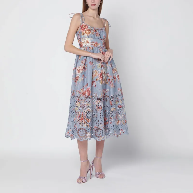 Floral-Print Linen Midi Dress sold by Wanan Luxury