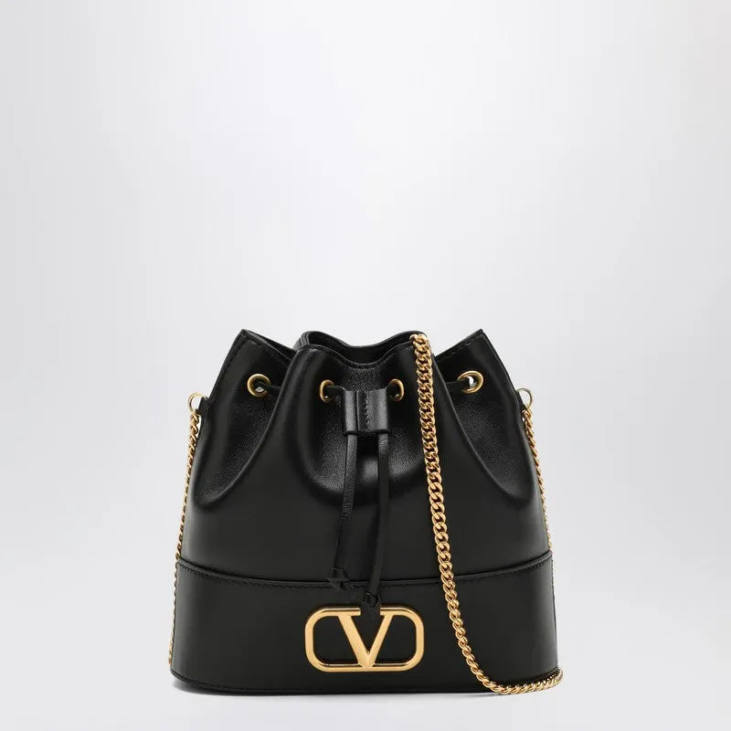 Vlogo Black Leather Bucket Bag sold by Wanan Luxury