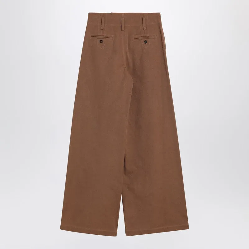 Brown Palazzo Pants In Cotton sold by Wanan Luxury product image thumbnail 2