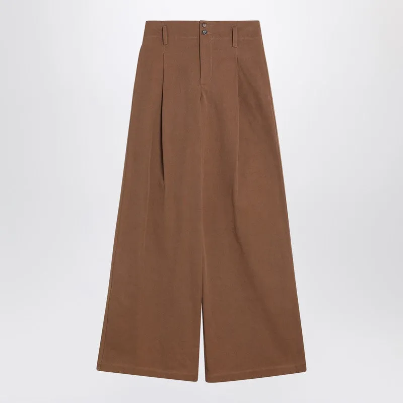 Brown Palazzo Pants In Cotton sold by Wanan Luxury