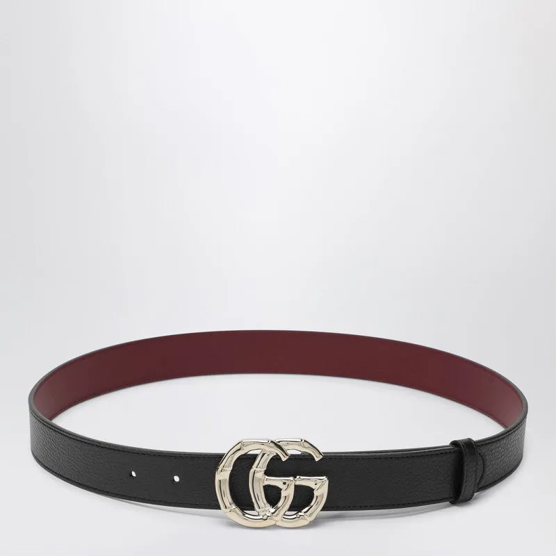 Black Leather Belt With Bamboo Gg Marmont Buckle made by Gucci