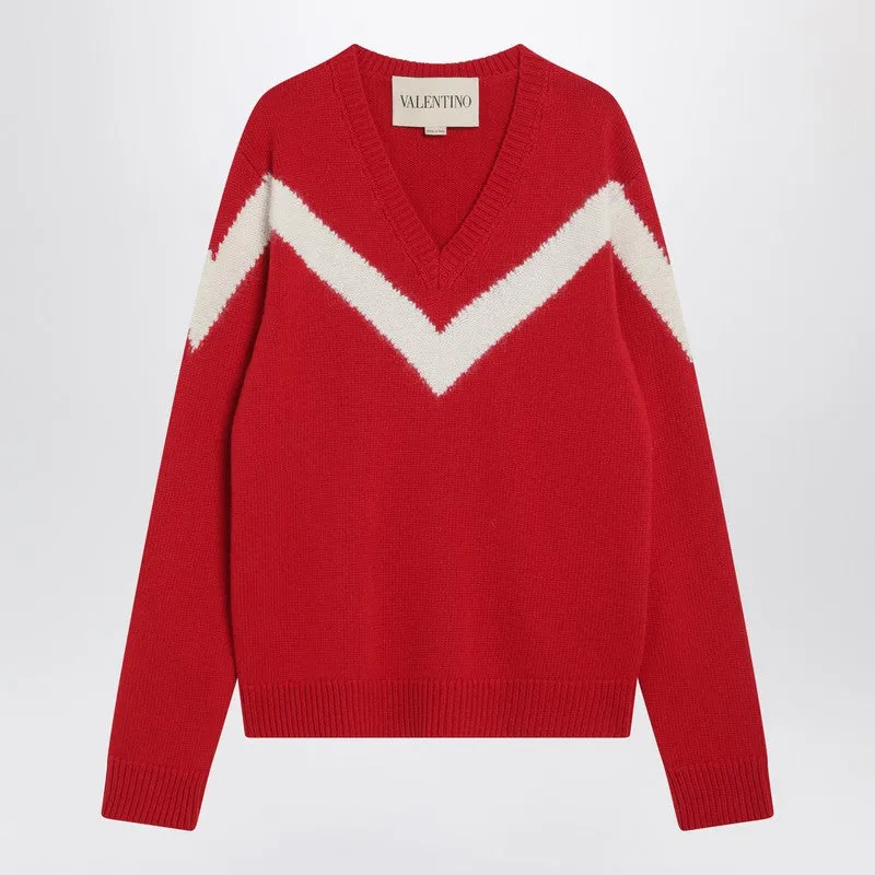 Red Sweater With Vlogo On Bow sold by Wanan Luxury