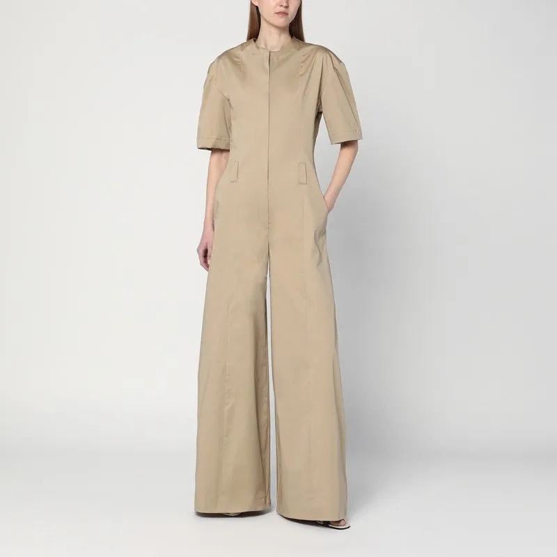 Sand Coloured Palazzo Jumpsuit In Cotton sold by Wanan Luxury