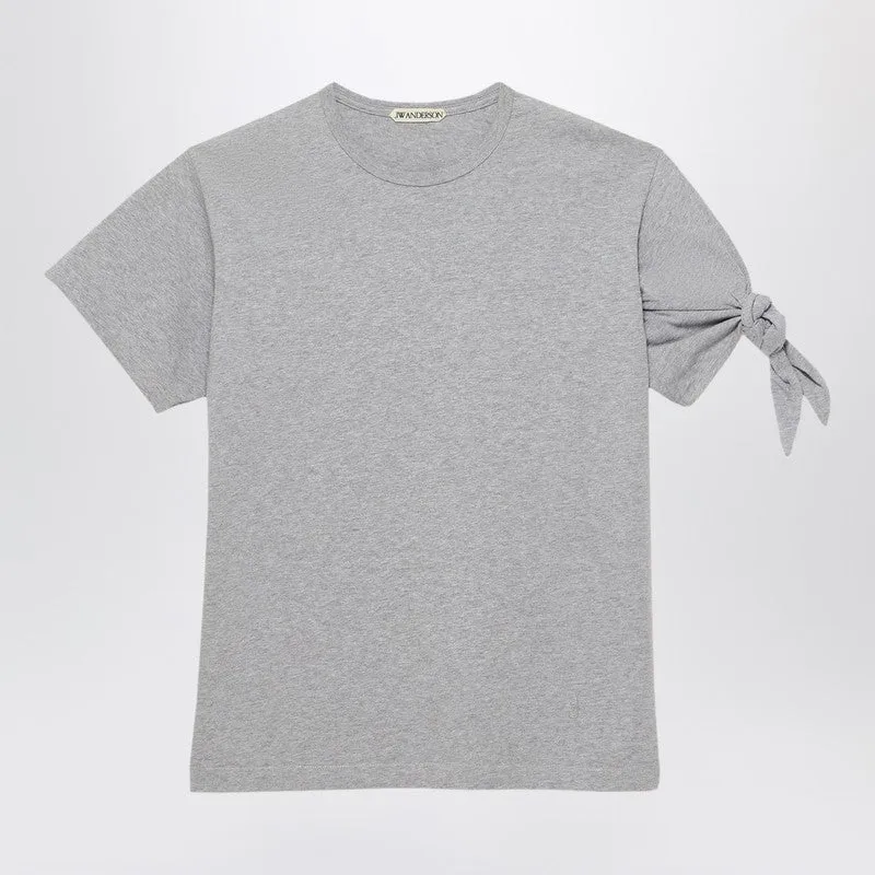 Grey T-Shirt With Knotted Sleeve sold by Wanan Luxury