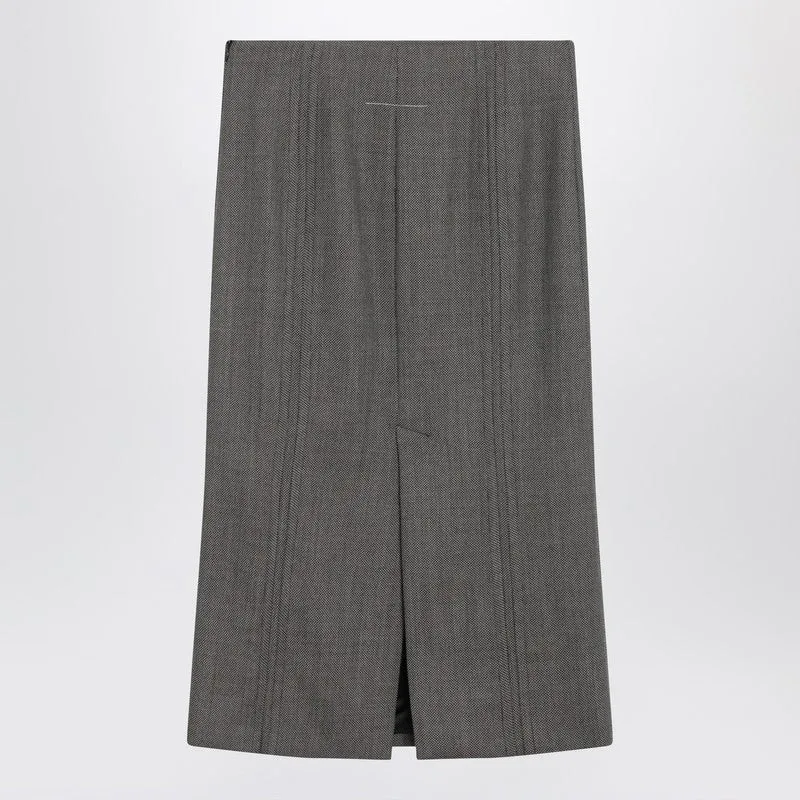 Brown And Beige Patterned Wool Midi Skirt sold by Wanan Luxury product image thumbnail 2
