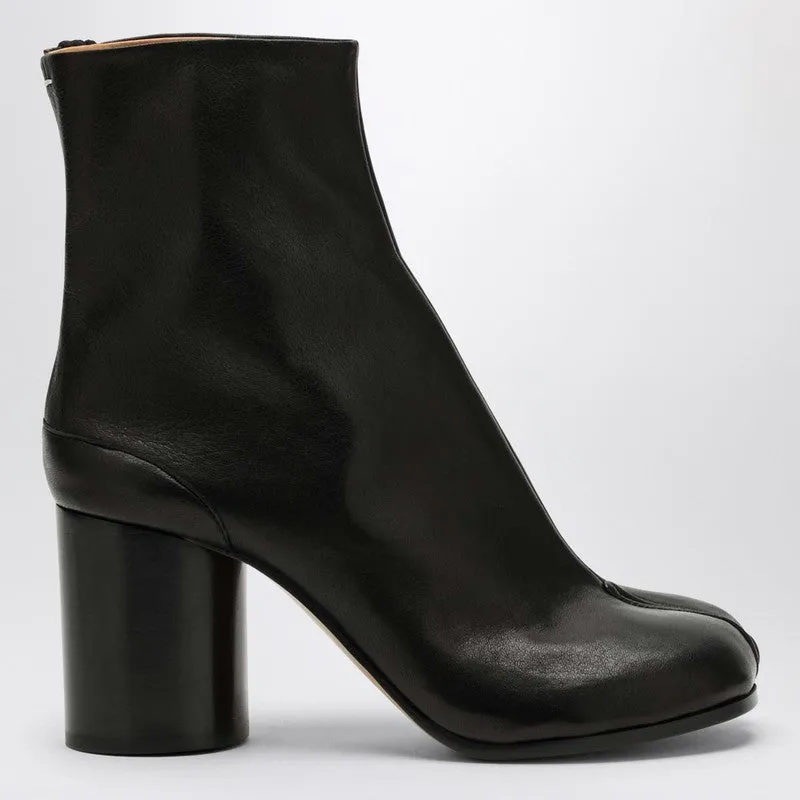 Black Leather Tabi Ankle Boots sold by Wanan Luxury