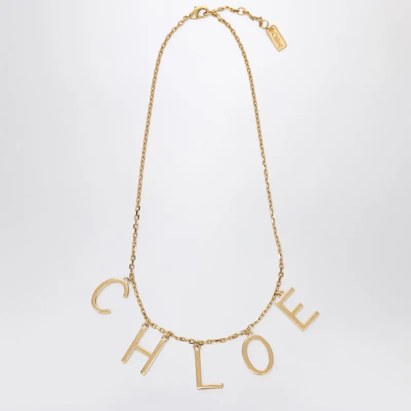 Chloé Letters Necklace In Vintage Gold Brass made by Chloe