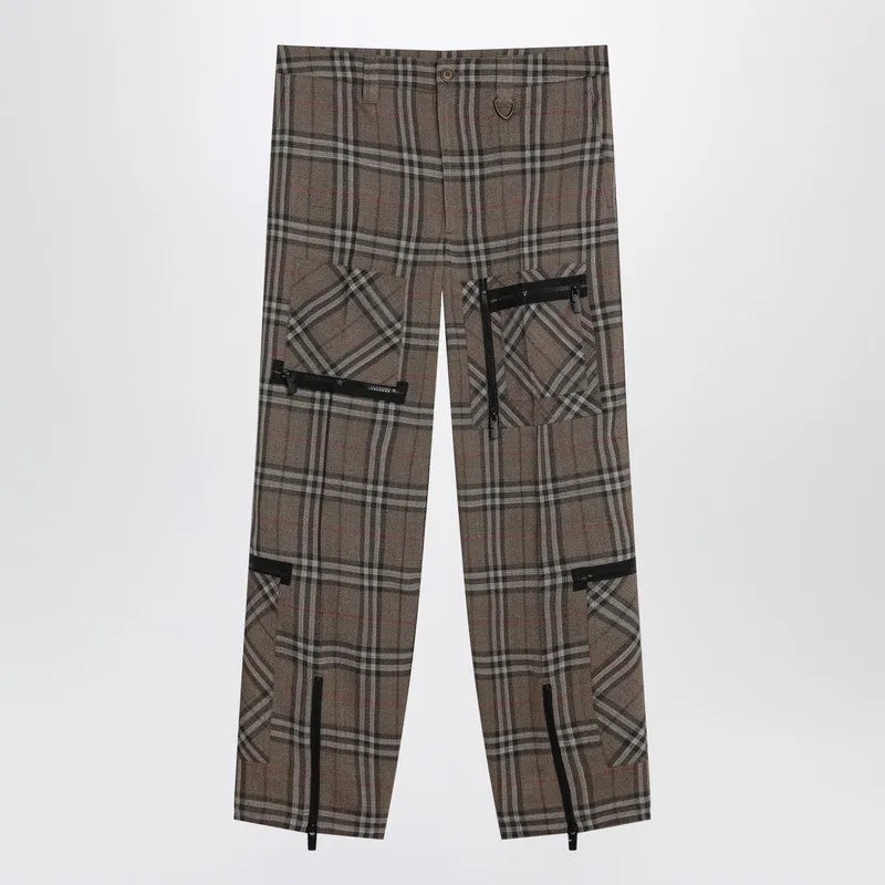 Cargo Pants Check Pattern In Silk Blend sold by Wanan Luxury