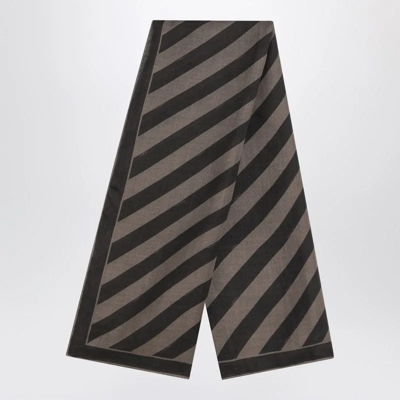 Tobacco/Brown Silk Striped Scarf sold by Wanan Luxury product image thumbnail 2