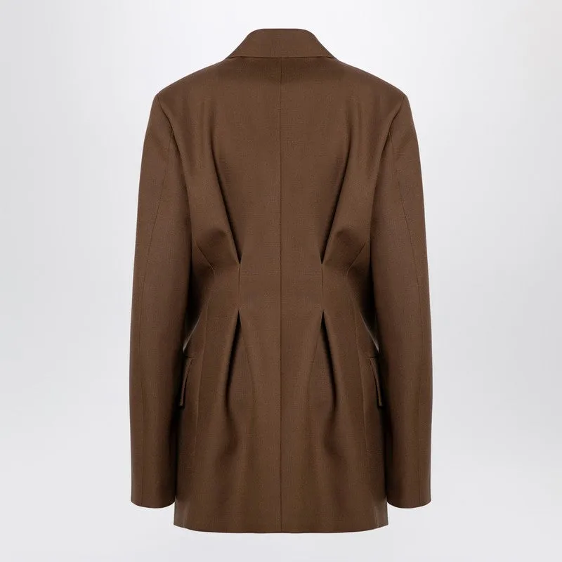 Brown Wool Double-Breasted Jacket sold by Wanan Luxury product image thumbnail 2