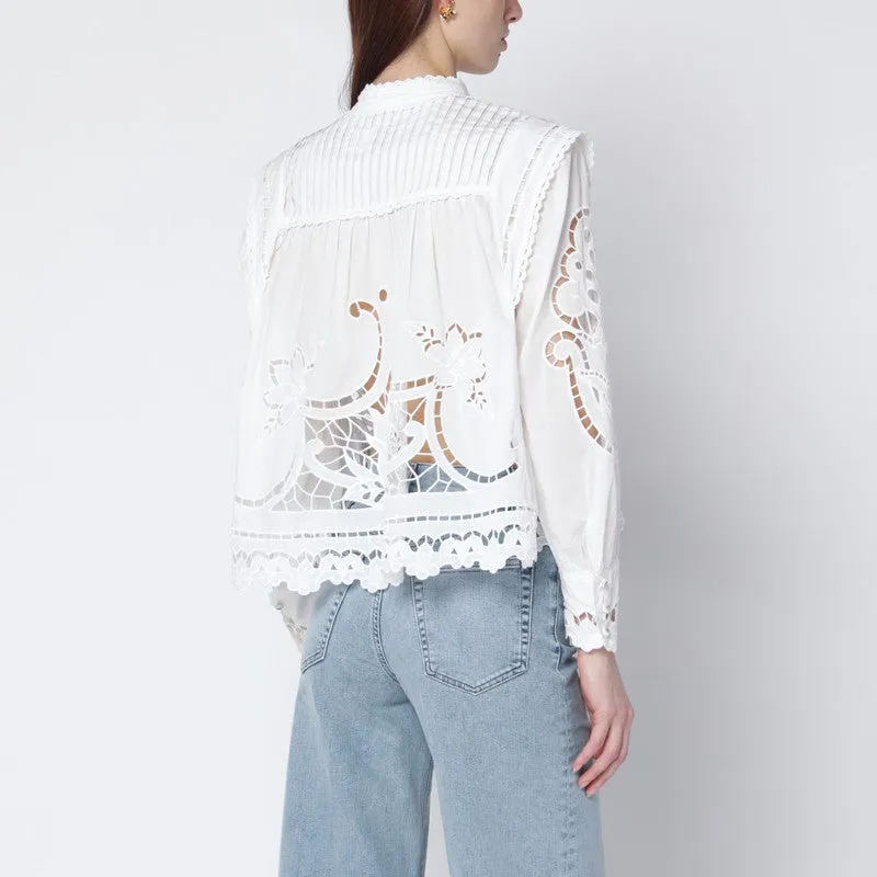 Richelieu White Cotton Blouse sold by Wanan Luxury product image thumbnail 2