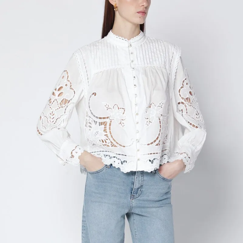 Richelieu White Cotton Blouse sold by Wanan Luxury
