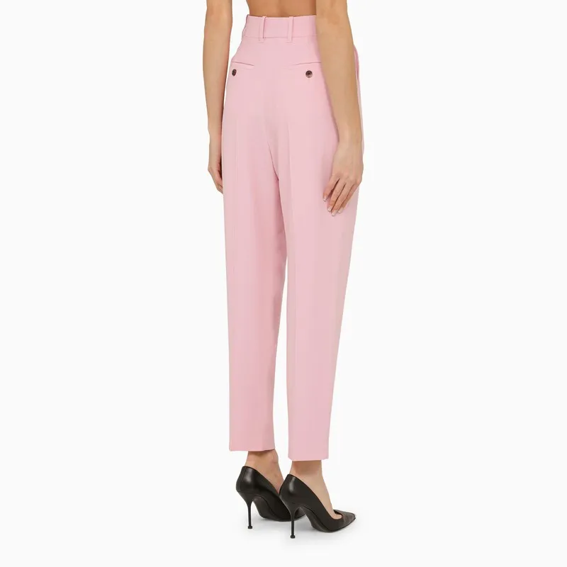 Pink Regular Trousers With Pleats sold by Wanan Luxury product image thumbnail 2