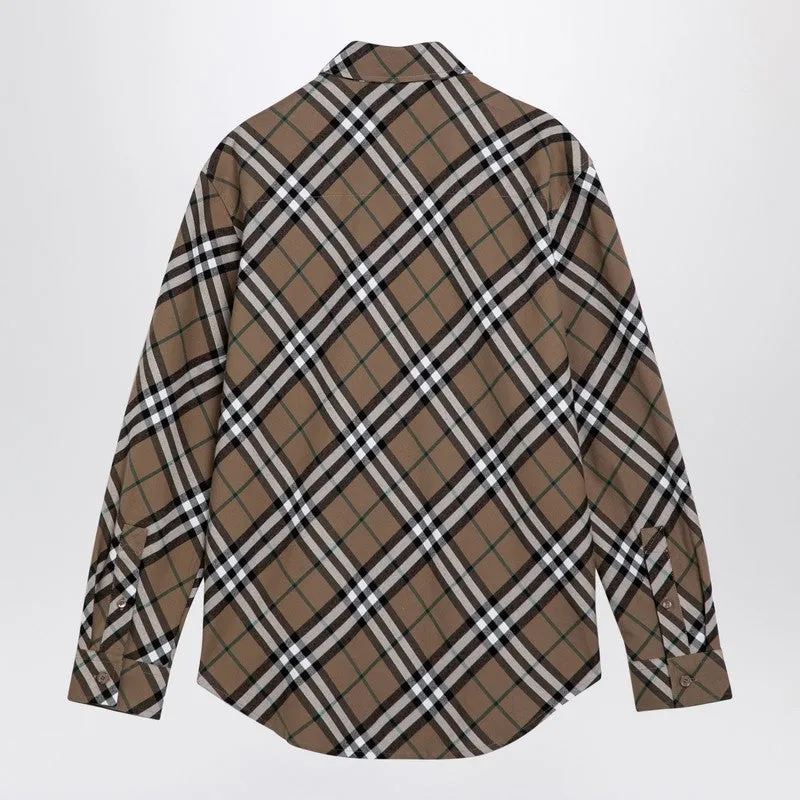 Beige Check Cotton Shirt sold by Wanan Luxury product image thumbnail 2
