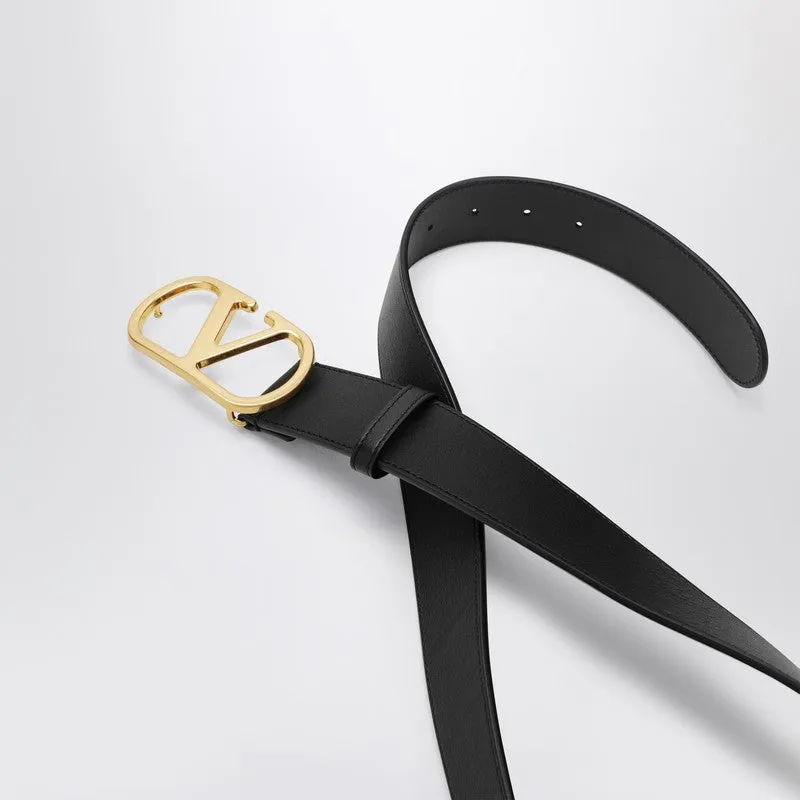 V Logo Black/Gold Leather Belt sold by Wanan Luxury product image thumbnail 2