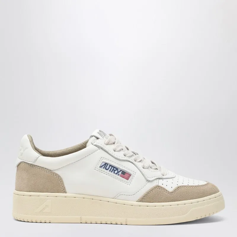 Medalist Low Sneakers In White Leather And Beige Suede made by Wanan Luxury