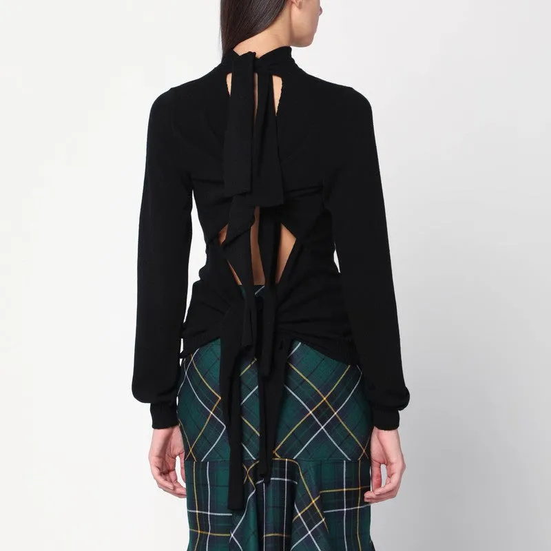 Black Turtleneck Sweater With Crossed Details sold by Wanan Luxury product image thumbnail 2