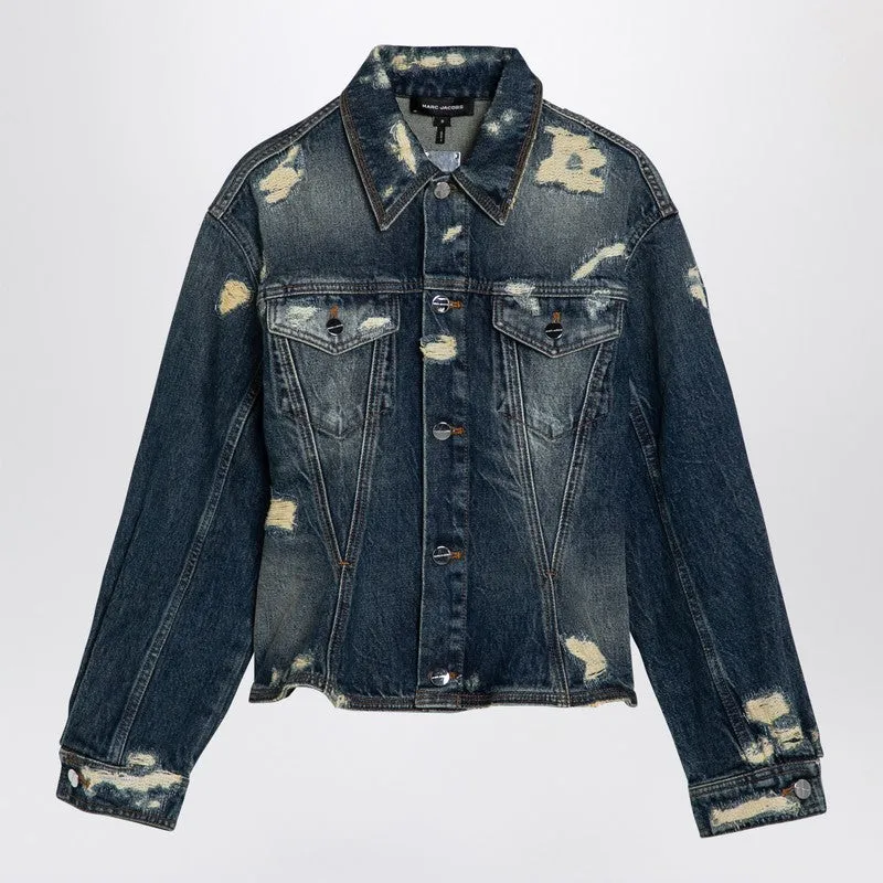 Washed Denim Jacket With Worn Details sold by Wanan Luxury