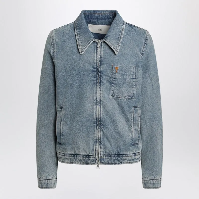 Denim Zip-Up Ami De Coeur Jacket sold by Wanan Luxury