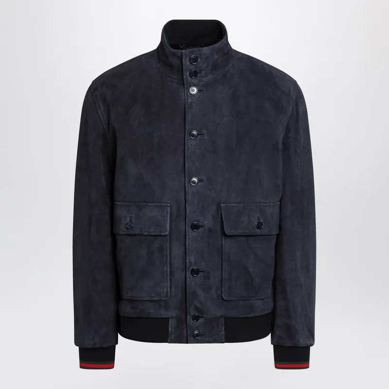 Blue Leather Jacket made by Gucci