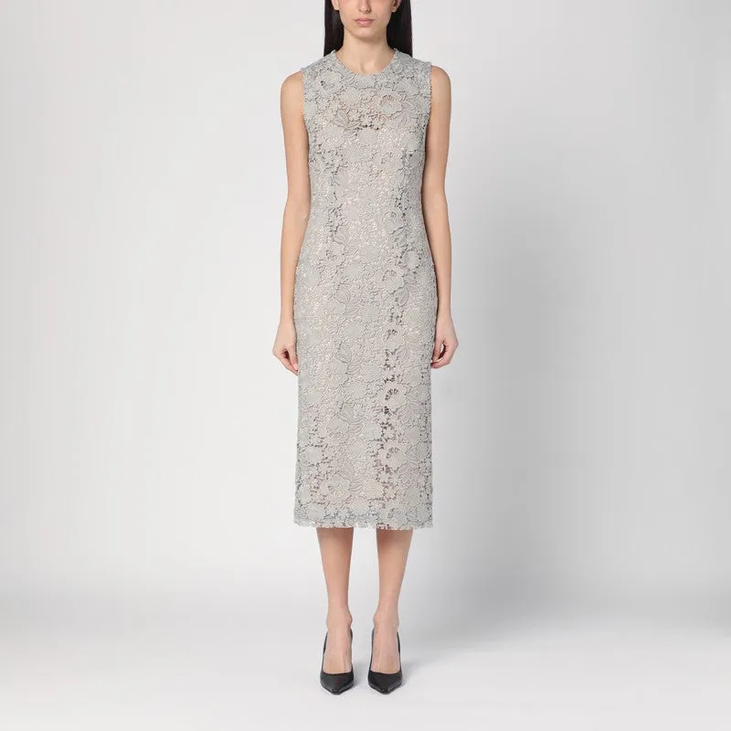 Light Grey Lace Midi Dress sold by Wanan Luxury