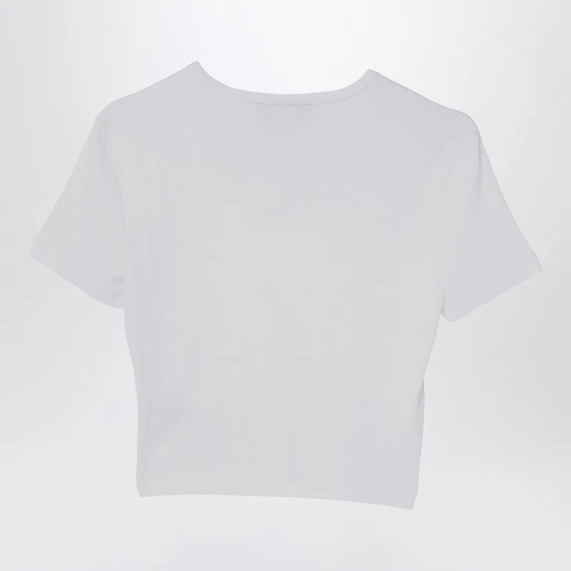White Cropped T-Shirt With Logo sold by Wanan Luxury product image thumbnail 2