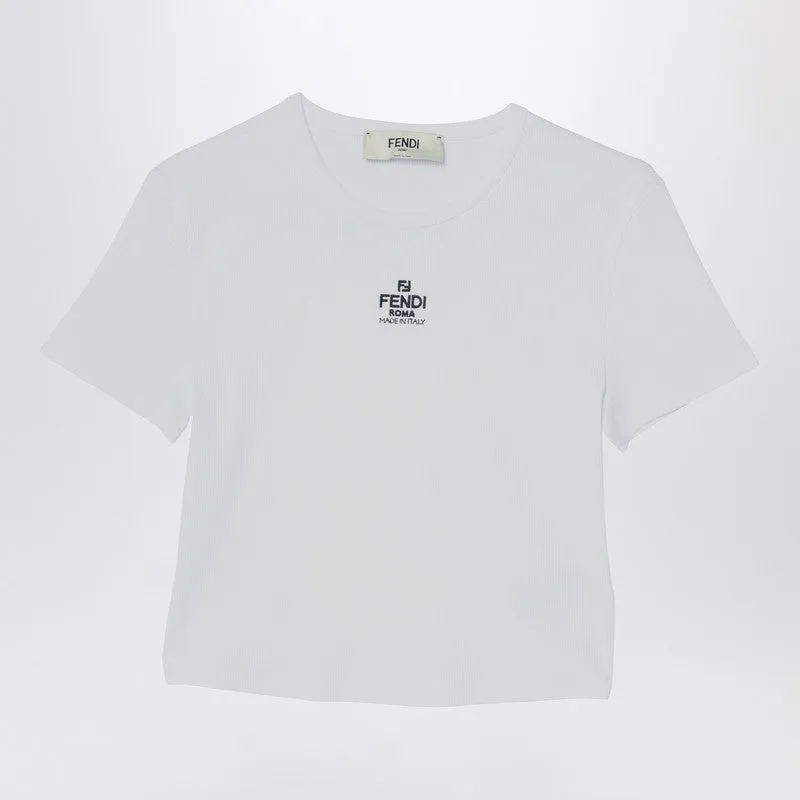 White Cropped T-Shirt With Logo sold by Wanan Luxury
