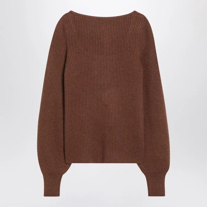 Brown Ribbed Cashmere Jumper sold by Wanan Luxury product image thumbnail 2