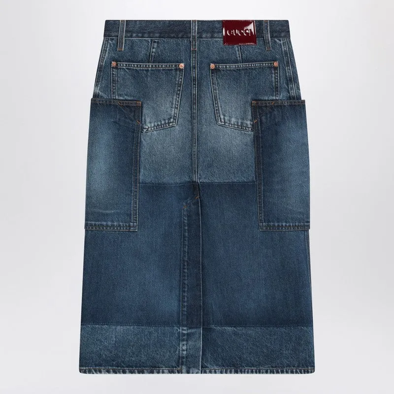 Patchwork Blue Skirt In Denim sold by Wanan Luxury product image thumbnail 2