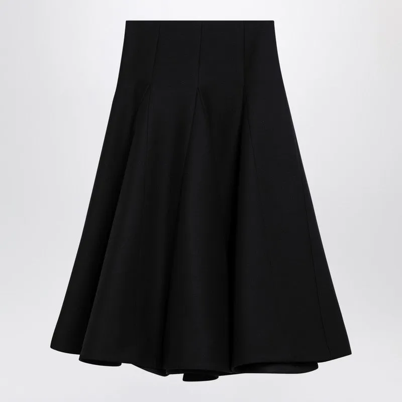 Black Silk Flounced Midi Skirt sold by Wanan Luxury