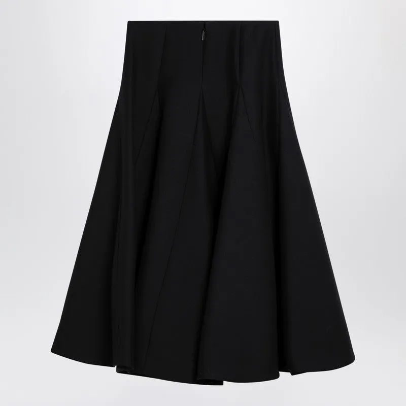 Black Silk Flounced Midi Skirt sold by Wanan Luxury product image thumbnail 2
