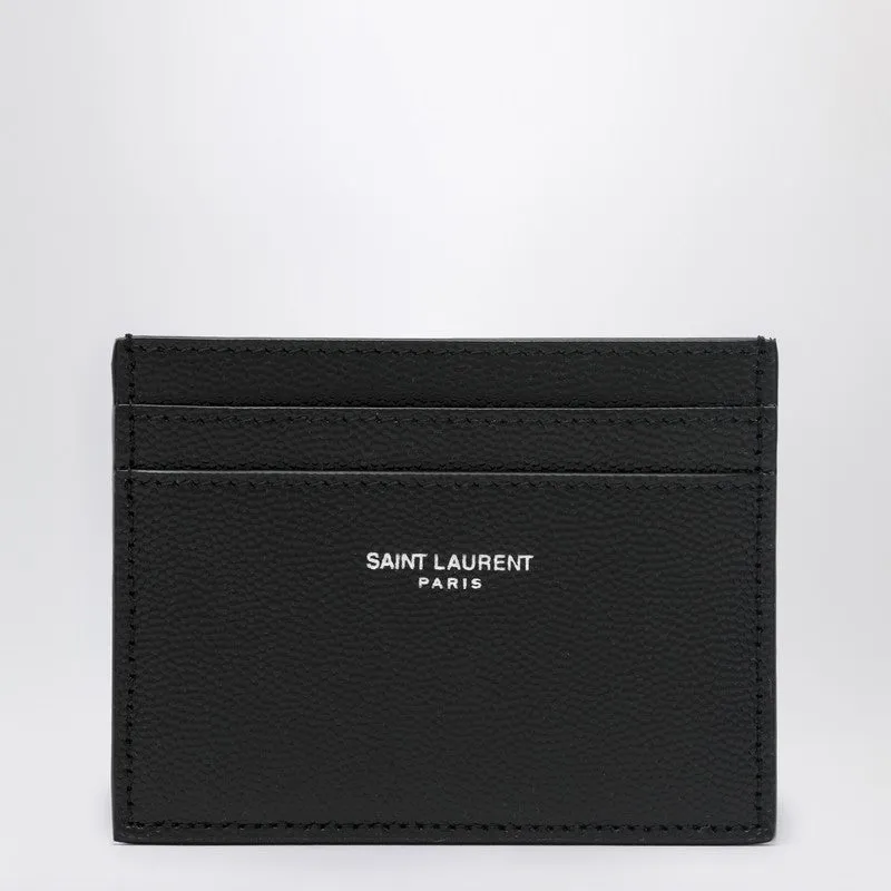 Black Textured Leather Card Holder made by Yves Saint Laurent