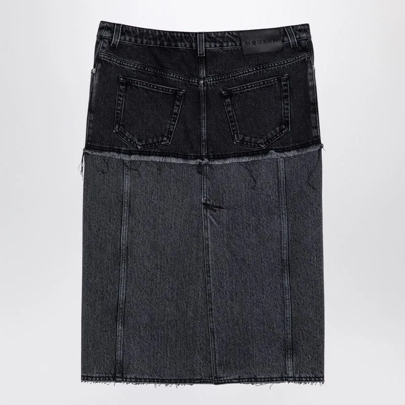 Two-Tone Black Denim Skirt sold by Wanan Luxury product image thumbnail 2