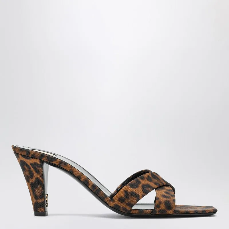 Mule Jill In Gros-Grain Leopard Print sold by Wanan Luxury