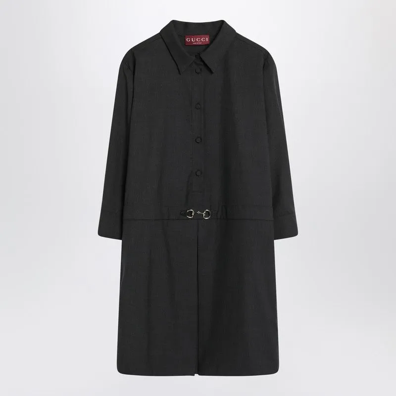Grey Shirt Dress In Wool made by Gucci