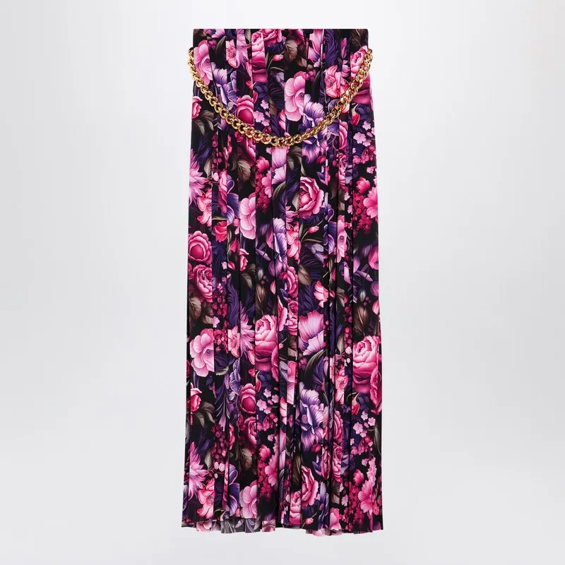 Long Pleated Floral Skirt sold by Wanan Luxury