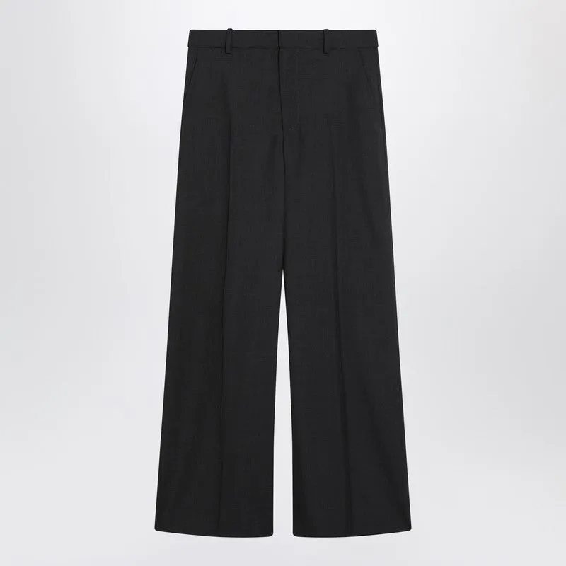 Wide-Leg Grey Wool Trousers sold by Wanan Luxury