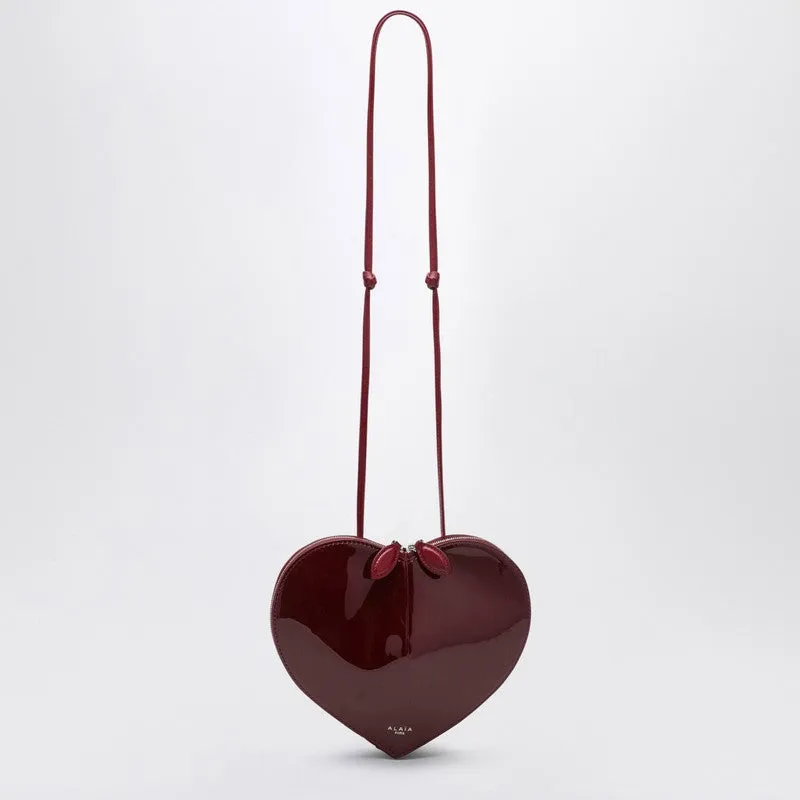 Dark Red Patent Leather Le Coeur Bag made by Alaia