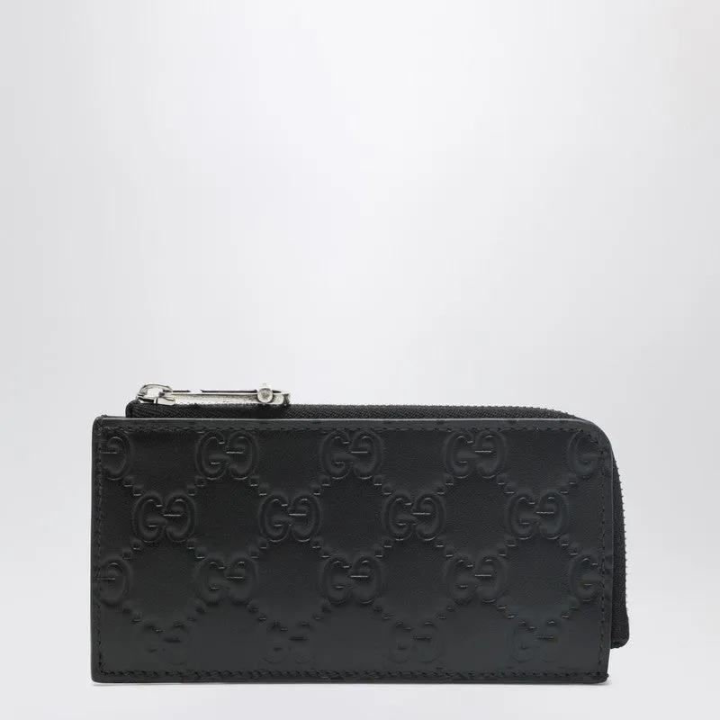 Black Gg Emblem Zip Card Holder sold by Wanan Luxury
