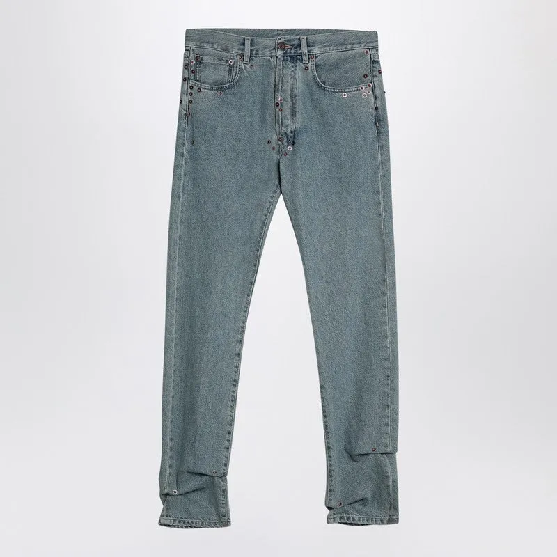Light Blue Denim Jeans With Rivets sold by Wanan Luxury