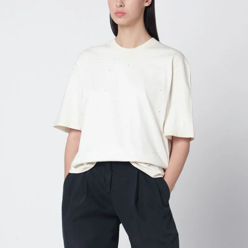 White Vintage Cotton Star T-Shirt sold by Wanan Luxury