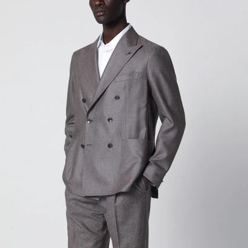 Grey Silk And Wool Double-Breasted Jacket sold by Wanan Luxury