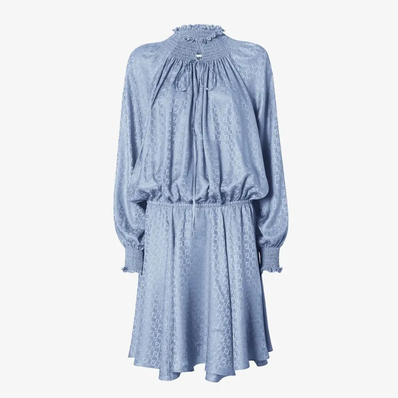 Blue Silk Jacquard Dress sold by Wanan Luxury