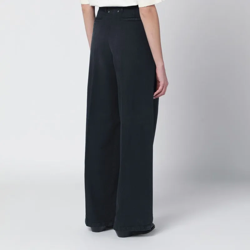 Black Wide-Leg Cotton Trousers sold by Wanan Luxury product image thumbnail 2