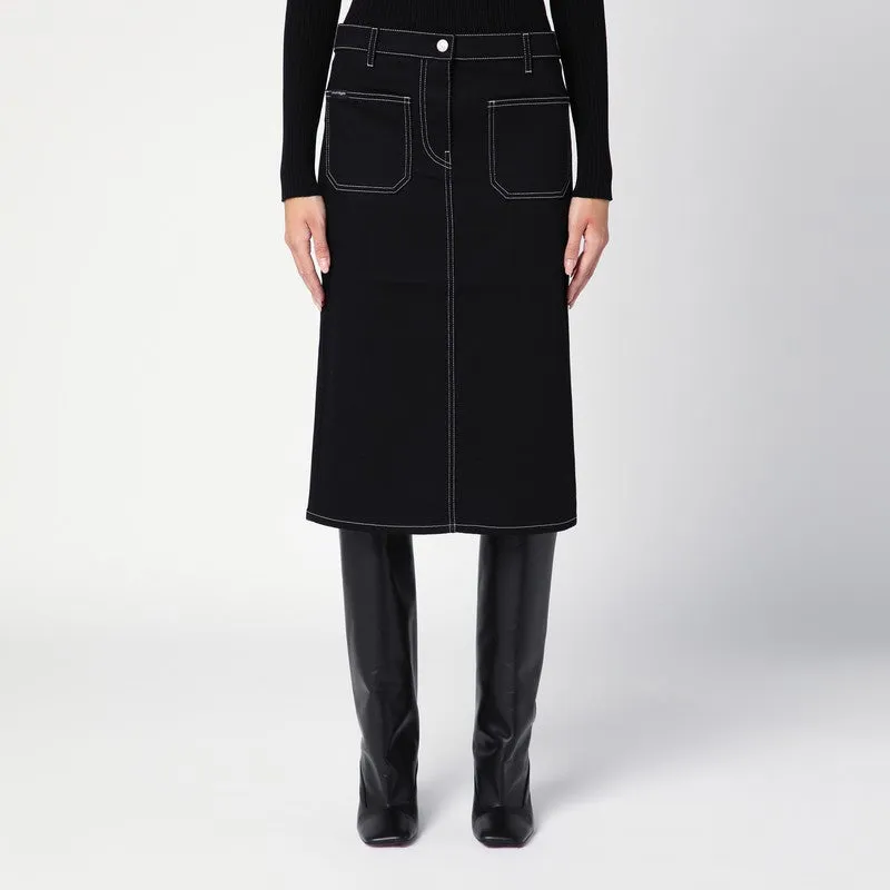 Black Denim Midi Skirt sold by Wanan Luxury