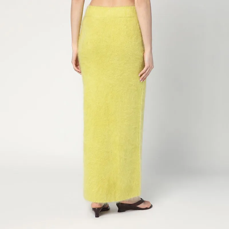 Long Lime-Coloured Brushed Cashmere Skirt sold by Wanan Luxury product image thumbnail 2