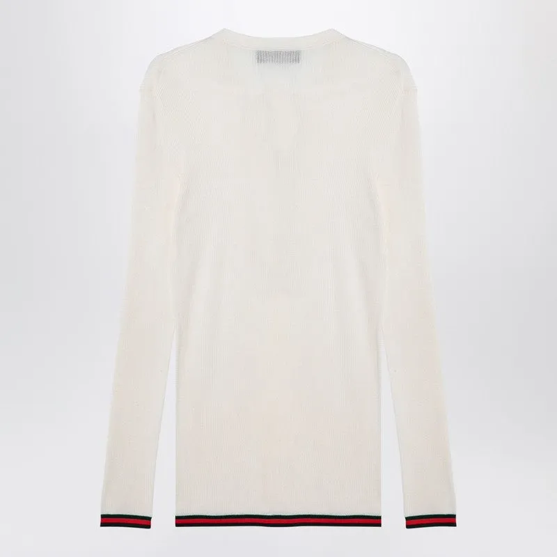 White Silk Jersey With Web Ribbon sold by Wanan Luxury product image thumbnail 2