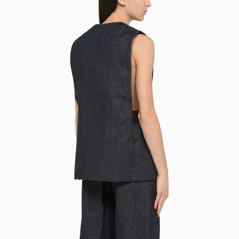 Blue Cotton Waistcoat sold by Wanan Luxury product image thumbnail 2