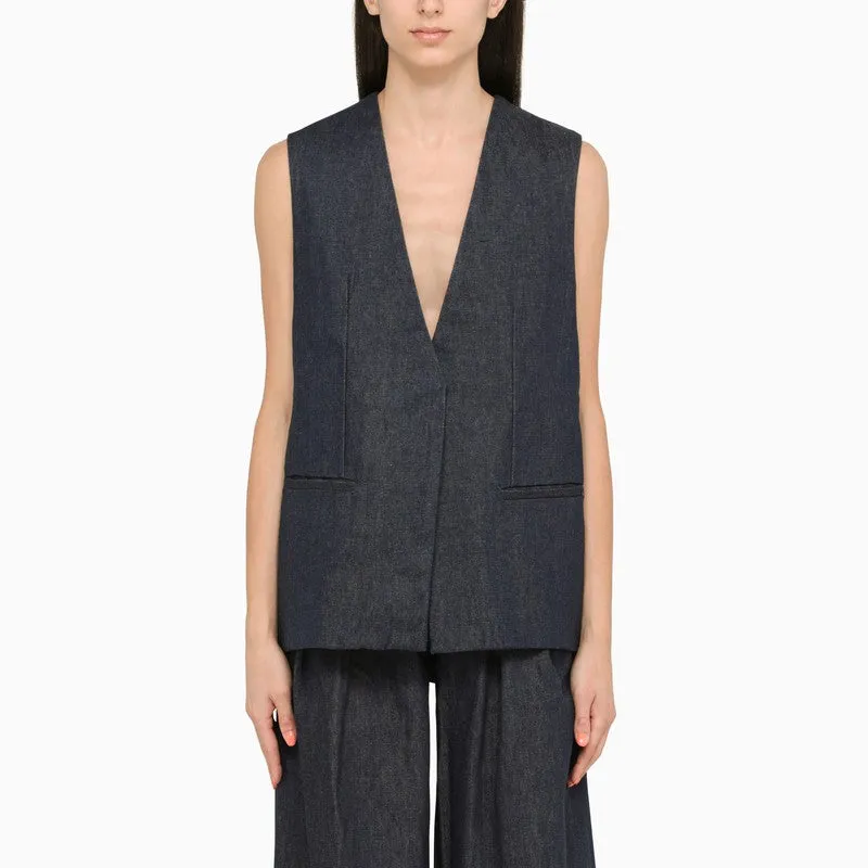 Blue Cotton Waistcoat made by AMIRI