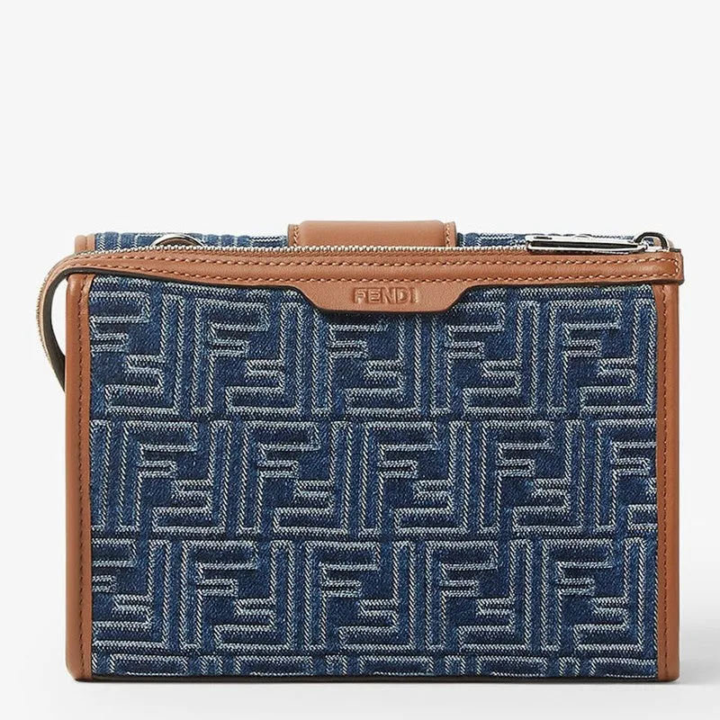 Baguette Double Bag In Blue Denim-Effect Ff Jacquard sold by Wanan Luxury product image thumbnail 2
